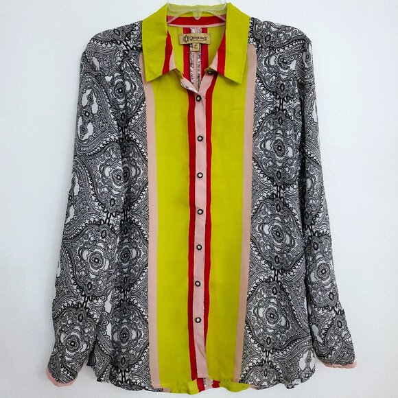 Democracy Women's Long Sleeve Button Up Printed Shirt Size Large - Picture 1 of 8